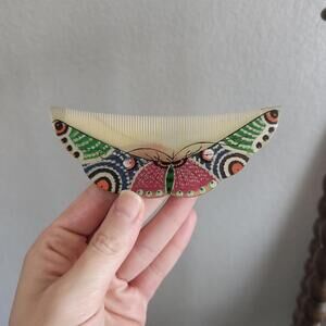 Vintage Chinese Dressing Comb Moth Design Novelty Vanity Comb